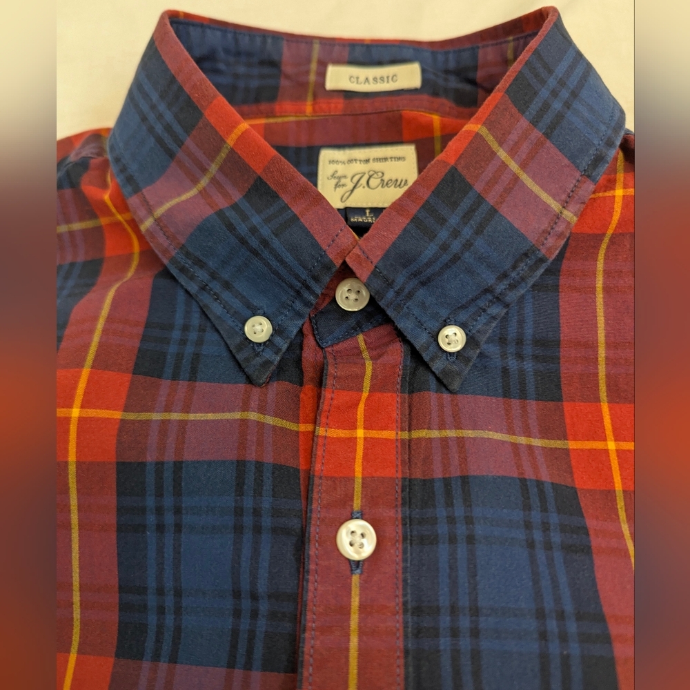 Classic JCrew Plaid Button Up Cotton Shirt Mens Large